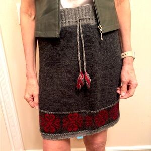 Laundromat wool knit fair isle skirt